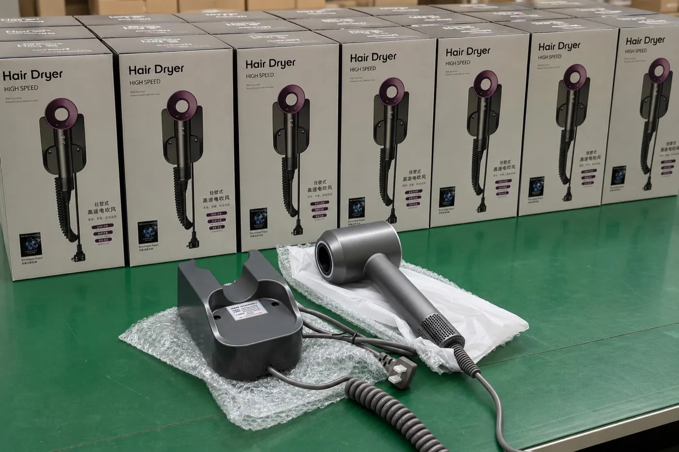 Hotel hair dryer bulk order packaging and factory quality control