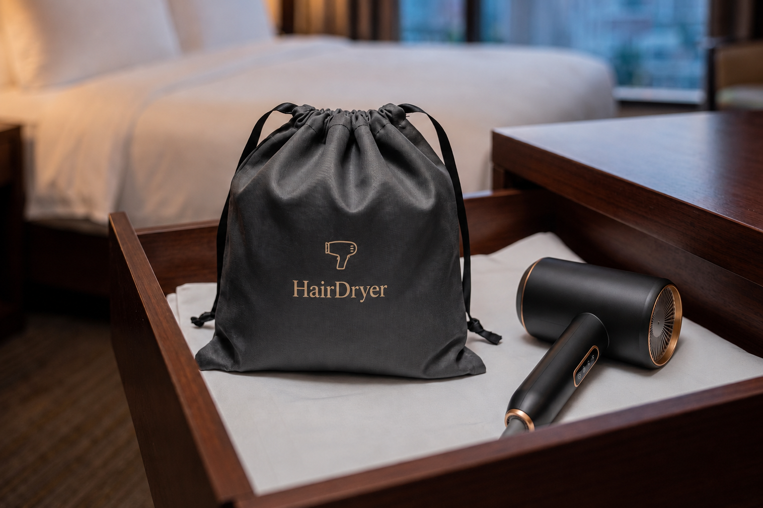 Classic Hotel Hair Dryers in hotel guest room