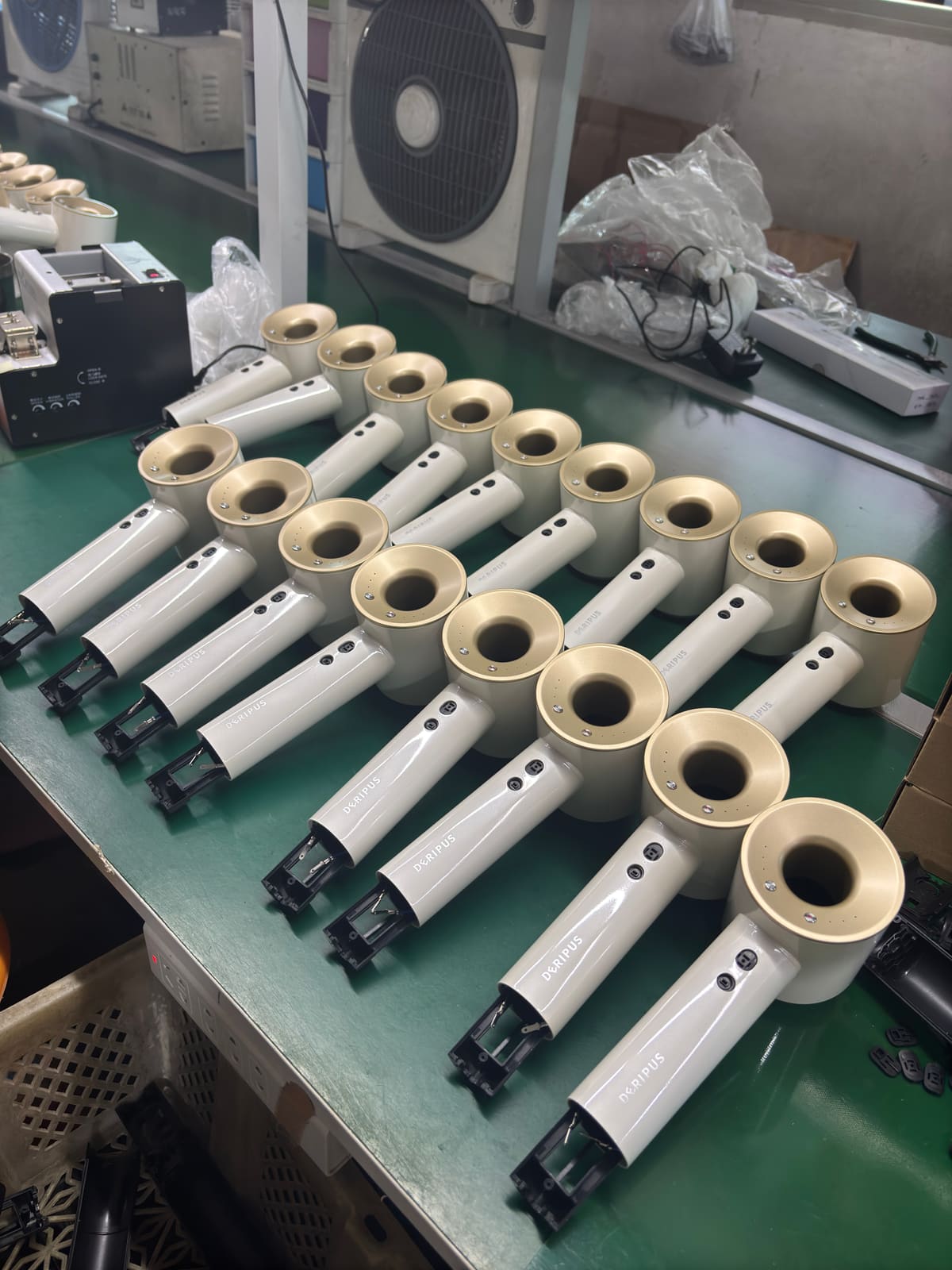 White H21 high-speed hotel hair dryer units during OEM assembly