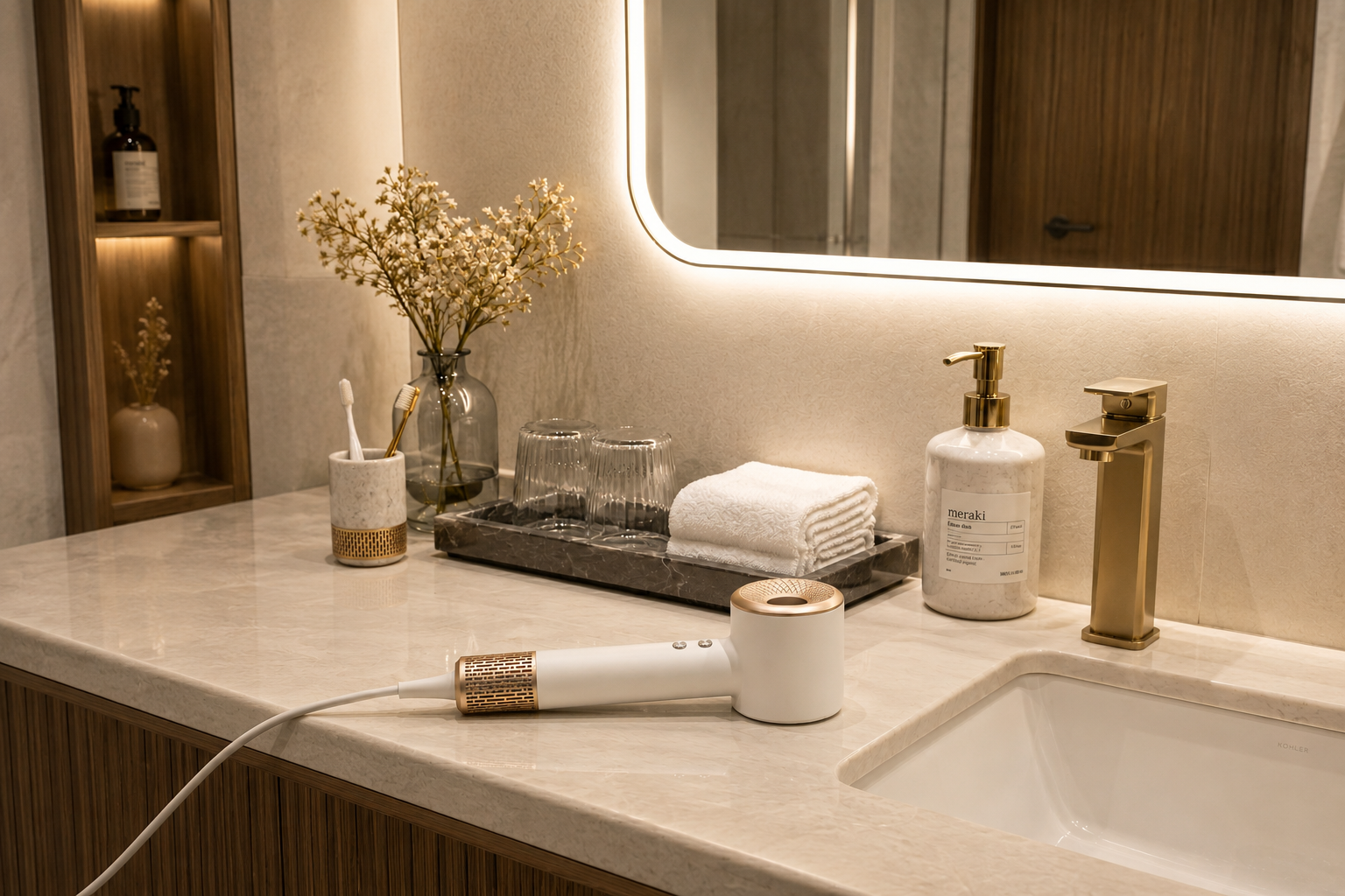 High-Speed Hotel Hair Dryers in hotel guest room