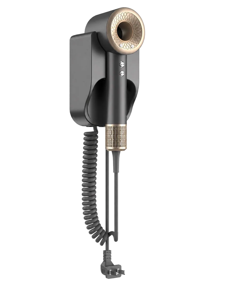 Type G design-led wall holder for high-speed hotel hair dryers