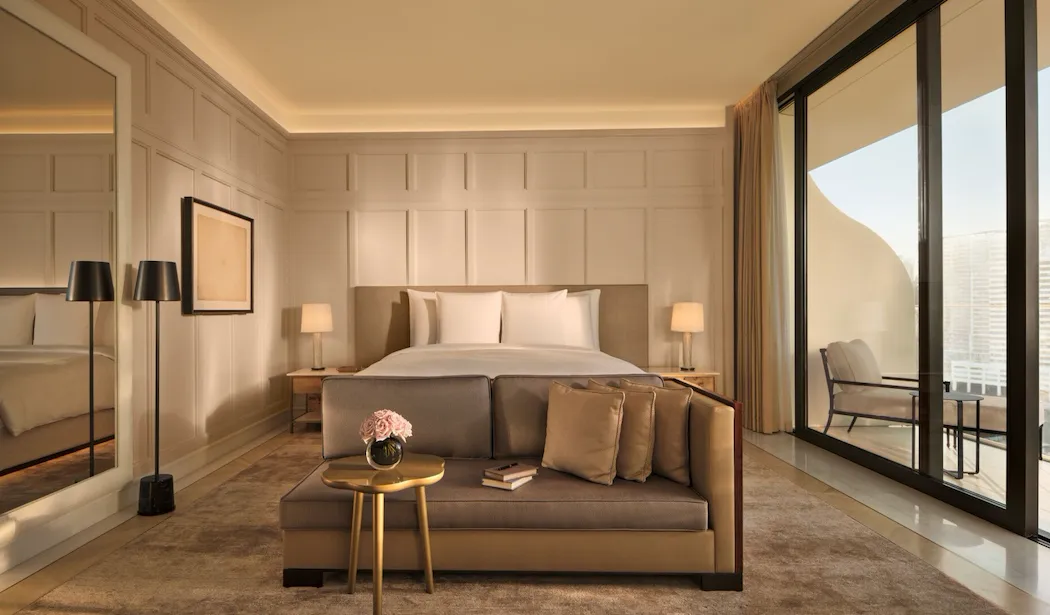 Premium hotel guest room overlooking the marina